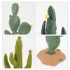 Decoratieve bloemen 3 stuks Mini Cactus Beeldjes Ambachtelijke Tafelblad Decoratie Pvc Micro Landschap Ornament