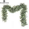 Guirlande de fleurs décoratives de vigne d'eucalyptus artificielle, pendentif de feuilles, plante verte de mariage pour décoration de fête à domicile C1O9