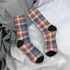 Men's Socks Blue And Orange Plaid Art Kawaii Shopping Cartoon Pattern