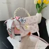 Designer Bag Tote Bag designer väska sommar präglad rosa singel axelväska för kvinnor mode trend liten fyrkantig väska med siden halsduk