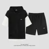 Summer Mens Stor storlek Sports Suit Dreable Casual Wear Wild High Street Chic Fake Twopiece Tshirt Simple Shorts 240312