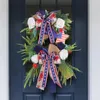 Flores decorativas Dia da Independência Simulação Grinalda Presente de feriado 4 de julho Guirlanda artesanal porta de parede pendurada para decoração de casa ao ar livre