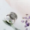 Klaster Pierścienie Autentyczny 925 Sterling Silver Otwarty Regulowane Kobiety Modka Naturalna Mabe Pearl Wedding Party Fine Jewelry Gift