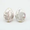 Ladies Pearl Earrings Natural Oversized Silver Stud White Baroque 925 Girl Free Shippi 240320