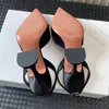 Sandálias de salto alto Slingback Heels Designer preto transparente cor sapatos de casamento cetim arco alto cristal-embelezado fivela dedo apontado girassol pcv 10 cm sandália