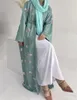 Ethnische Kleidung 2024 Muslimische Frauen Offener Abaya Blumendruck Kimono Langes Maxikleid Türkei Strickjacke Islamischer Kaftan Dubai Arabisch Eid Ramadan