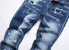 Designer jeans män denim broderi byxor mode hål byxa oss storlek 28-36 hiphop nödställda blixtlåsbyxor för manlig 2024 topp sälja 024