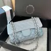 CC Bag Designer Women CF 25 Градиентная перламутровая ткань Сумка на одно плечо 22B Двухслойная кожаная сумка с цепочкой Сумка через плечо Сумка