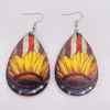 Dangle Earrings Independence Day Wooden Sunflower American Flag Water Drop For Women Jewelry