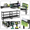 Gardenova Support électrique, rangement d'outils de garage, support métallique à 8 couches pour outils électriques, organisateur de vis à embouts, support mural et panneau perforé, support de perceuse robuste