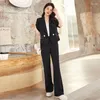 Women's Two Piece Pants Summer Women Pant Suits Black Blazer Short Sleeve Jacket Set Office Ladies Work Uniform Slim OL Style