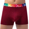 Cuecas masculinas arco-íris cinto xadrez boxer calças europa e os estados unidos grande bolsa impressa roupa interior troncos boxers adulto