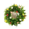 Decorative Flowers Artificial Straw Flower Wreath Festival Wreaths Spring Wildflower Garlands Window Door Hanging Pendants For Celebration