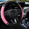 Steering Wheel Covers Car Cover PU Leather Elastic With Rhinestones Sweat Absorbing Handbrake Acessories