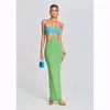 Mantello per le donne Costume da bagno Abito da spiaggia Estate 2024 Signore Parola Spalla Collo Bikini Senza spalline Sexy Backless Maglia Stampa Acrilico Robe