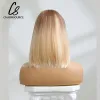 Wigs Short Straight Bob Synthetic Wigs with Bangs for Women Ombre Brown to Blonde Wig Cosplay Party Daily Heat Resistant Fiber Hair