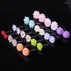 Stud Earrings 8Seasons Fashion Colorful Rose Chrysanthemum Flower Plastic Set For Women Party Club Jewelry 1Set