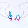 Pendentif Colliers 4 couleurs Amis Amour Couple Collier Coloré Note Musicale Bonne Amitié Bijoux Cadeau