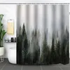 Zasłony prysznicowe mgły las leśne zasłona wodoodporna tkanina naturalna sceneria ekran fantasy łazienka z haczykami