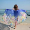 Scarves Summer Women Beach Boho Print Silk Scarf Oversized Chiffon Headband Cover Up Wrap Sarong Sunscreen Large Shawl For