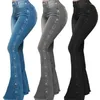 Jeans femininos 2024 primavera e verão mulheres moda esfregando calças slim bell bottoms senhoras diariamente rua casual