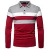 Couleurs contrastées à manches longues pour hommes Polo Polo décontracté 240306