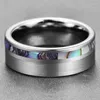 With Side Stones 2024 Fashion Jewelry Mens Ring Matte Surface Abalone Shell Tungsten Steel For Men Wedding Engagement Couple Gift