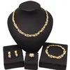 Ketting Oorbellen Set Luxe Feest Hart Accessoires Meisjes Ring Armband Verjaardagscadeaus 18K Vergulde Vrouw Delicate Sieraden