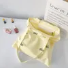 Evening Bags Fresh Simple Cream Yellow Shoulder Canvas Bag Letter Cloth Large Capacity Casual Shopping Handbag