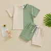 Kleidungssets Kleinkind Jungen Sommer Outfits Kontrastfarbe Kurzarm T-Shirts Tops und Shorts mit elastischem Bund 2-teiliges Kleidungsset