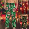メンズスリープウェアの女性クリスマスズボンワイドストレートクリスマスプリントソフト快適なルーズエラスティックバンドオムラウンジパンツ男性