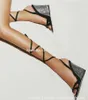 Elbise Ayakkabı Bling Rhinestones Danton-Up Kama Sandalet Açık Ayak Parmağı Siyah Süet Kayışlar Çapraz Kristaller Düğün Partisi