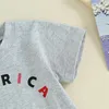 Kledingsets 2 stks peuter babyjongen zomerkleding korte mouw Amerika t -shirt tops de sterren en strepen shorts set baby 4 juli van 4 juli