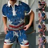 Survêtements d'été pour hommes 3D numérique imprimé chemise à manches courtes et shorts costume de sport décontracté brocart smoking tenue d'affaires pour hommes