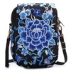 Schoudertassen Coofit Borduren Mini Telefoontas Dames 2024 Retro Bloemen Crossbody Meisjes Folkstijl Bloemenprint Canvas Kleine Satchel Portemonnee