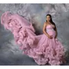 Abito per maternità Donne incinte Sexy senza spalline a strati Ruffles Nigh Robes Abito a sirena Abiti da gravidanza Baby Shower Prom Wear es