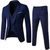 Erkekler için Düğün Takımları Blazers 3 Parça İş 2 Set Yelek Pantolon Paltolar Resmi Lüks Tam Klasik Ceketler 240312