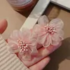 Boucles d'oreilles à clous en tissu pour femmes, grande fleur, breloques tendance, perles, bijoux à la mode, accessoires élégants pour dames, 2024