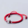 La Monada S 999 Pure Sterling Silver Chinese Zodiac Red Rope Women Armelets Thread For Hand Line String 240315