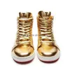 أحذية غير رسمية T Trump Sneakers لا يستسلم أبدًا مصمم الأسماك العالية 1 TS Gold Custom Men Outdoor Comfor