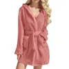 Women's Sleepwear 2024 Women Pajama Soft Plush Flannel Hooded Fleece Bathrobe Nightwear Nightgown With Belt Pijamas