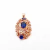 Pendants Court Style Plated 14K Rose Gold In Luxury Blue Gem Necklace For Women Stereoscopic Pendant Jewelry