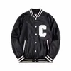 Designer Correct version of C family's 24FW trend casual loose fit leather baseball jacket for both men and women OBYU