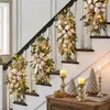 Fleurs décoratives escalier Swag garniture noël artificiel avec décor de nœud papillon pour escaliers fenêtre arbre jardin mur porche cour