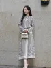 Chiffon Shirt Skirt Womens Matching Sets Summer Striped Slim Long Sleeve Suit ONeck Elegant Clothing YCMYUNYAN 240309