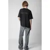 パープルジーンズ24夏の新しいフレンチニッチZVレタープリントホットダイヤモンドルーズコットン黒い袖の女性用Tシャツ