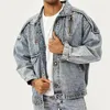 Blue Jean Jackets Mens Fashion Multi Mobicets Loose Catton Cotton Vintage Street Cowboy Coats Collection Salke Denim Jacket Hombre 240309