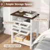 DMIDYLL Farmhouse Coffee Table, with Flip Drawer Open Storage Rack, Side for Bedroom Living Room, Easy to Assemble, White and Rustic Brown Bedside Table