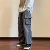 Mäns byxor Multi-Pocket Men Elastic midjelast med flera fickor mjukt andningsbar tyg bred bendesign för dagligen