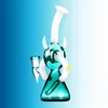 Heady Glass Bongs Hookah/Bullhorn Shaped Glass Glahah Bottle、Glass Art Ghokah Ornament、Gookah Pipe、7.5in